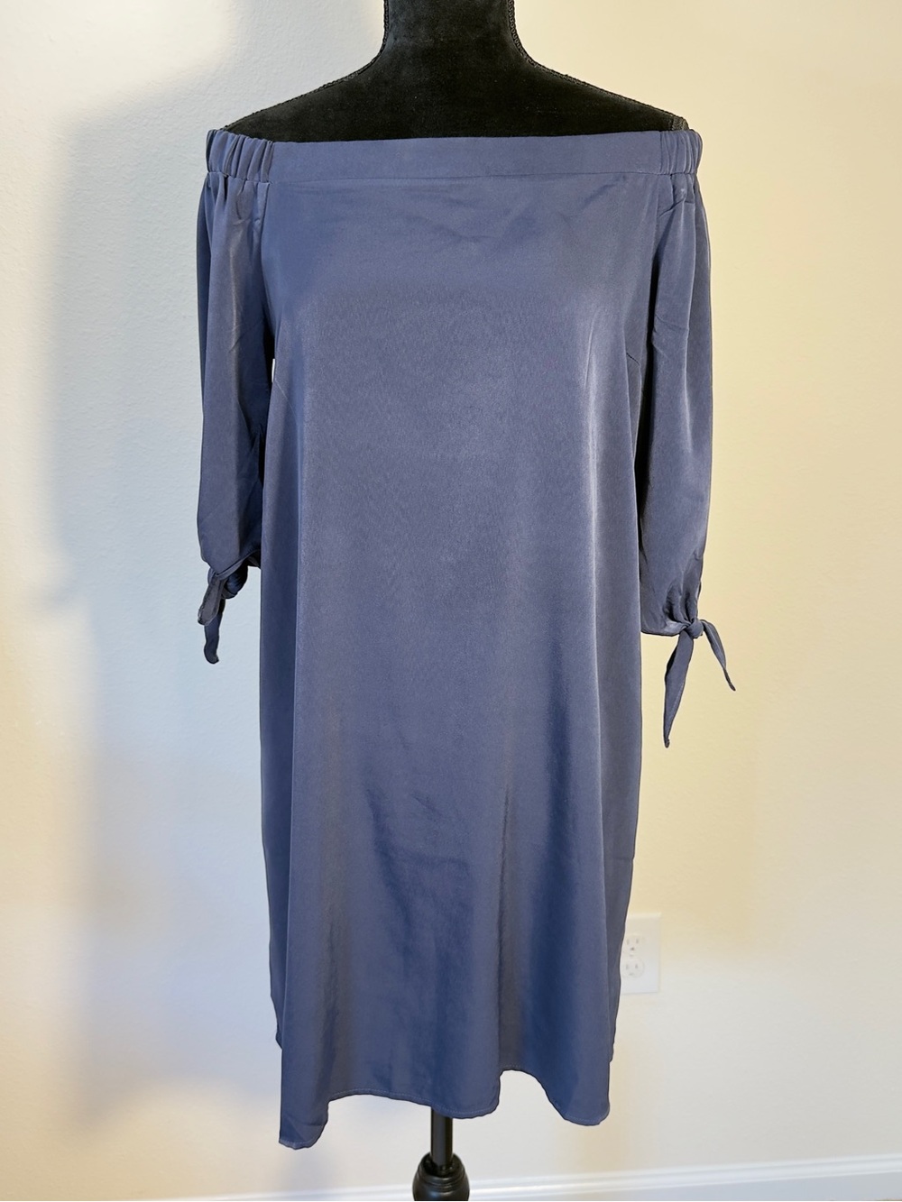 Women’s Navy Blue Off Shoulder Dress by Minteau Los Angeles